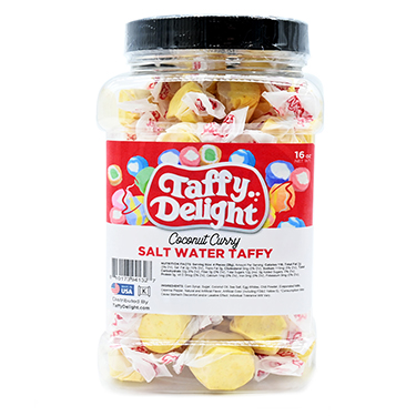 Taffy Delight Coconut Curry Salt Water Taffy 16oz Jar